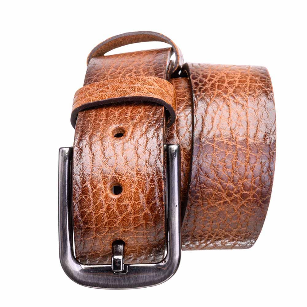 Curea barbati din piele naturala maro Texture - 135-cm