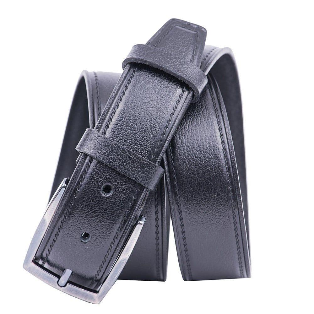 Curea barbati din piele naturala neagra Classic - 115 cm