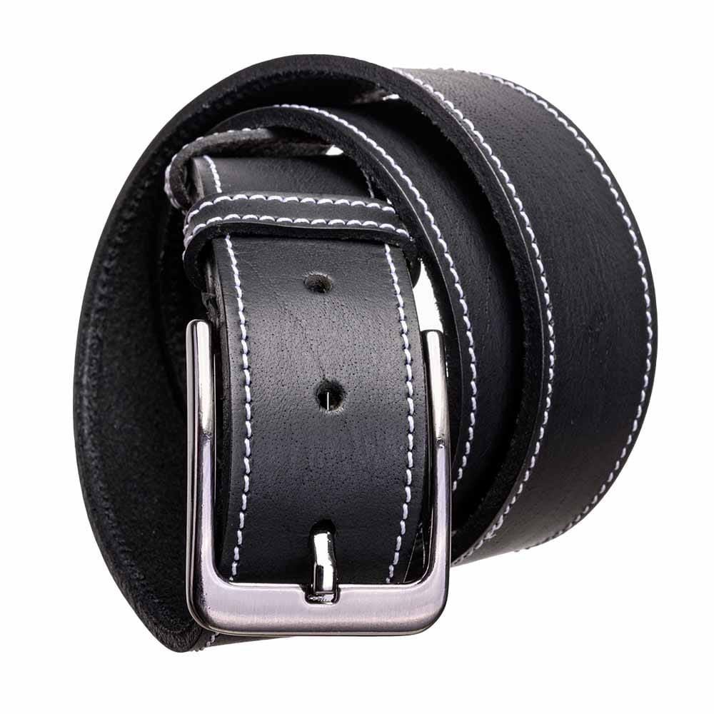 Curea barbati din piele naturala neagra line - 135 cm