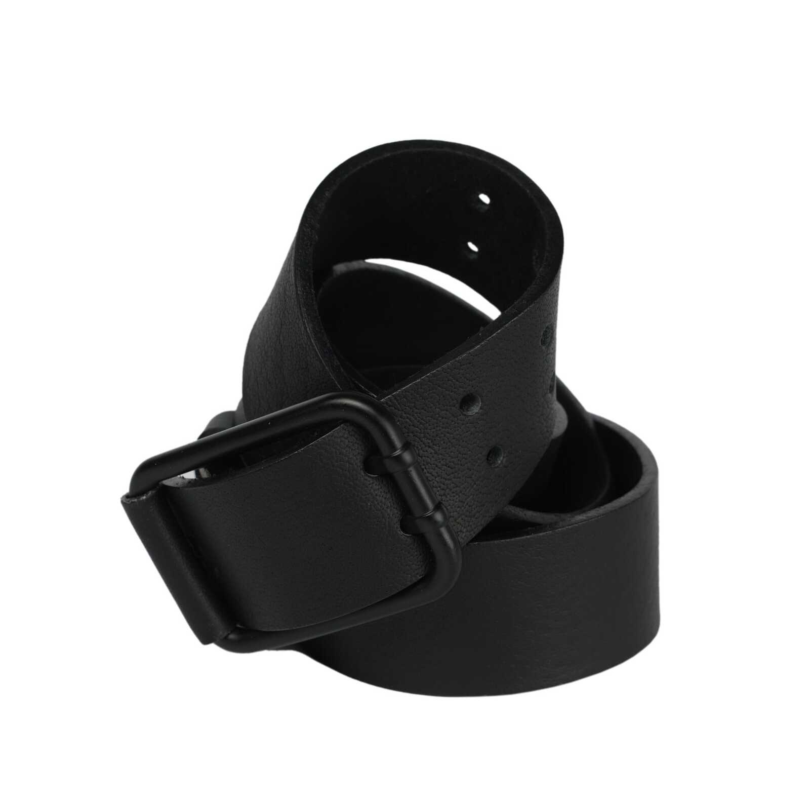 Curea barbati din piele naturala neagra Two Holes - 135 cm