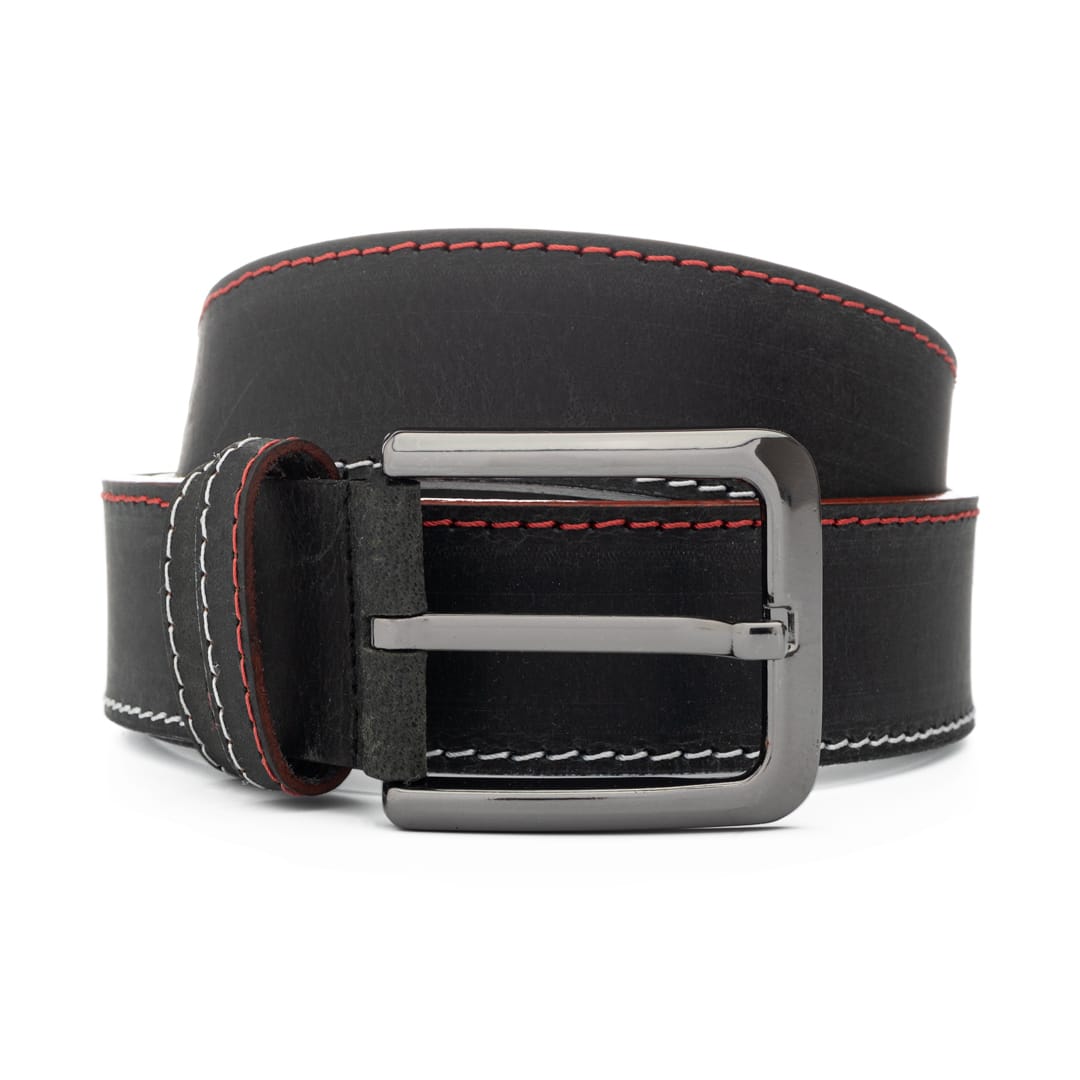 Curea barbati din piele naturala negru King - 135 cm