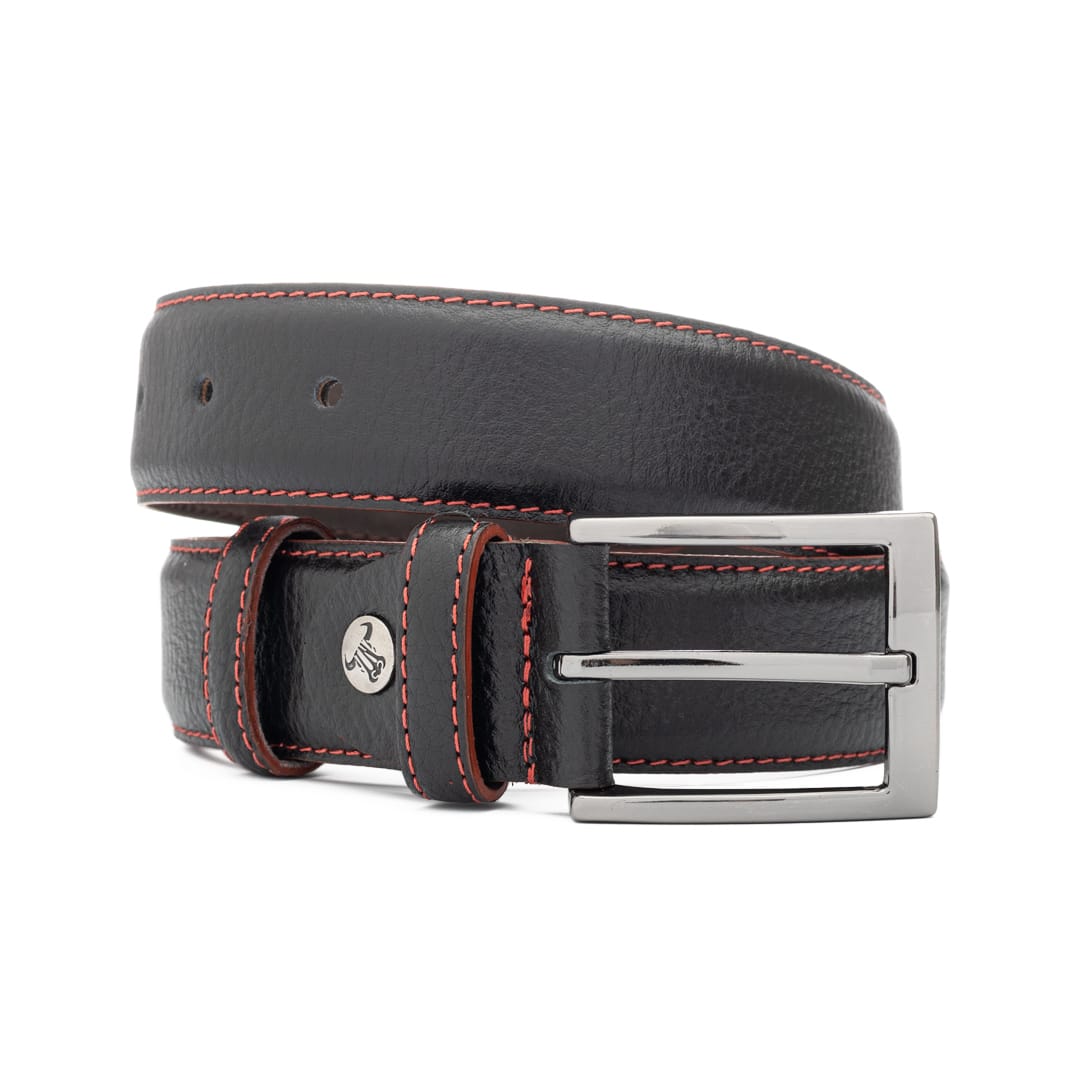 Curea barbati din piele naturala negru Red Line - 120 cm