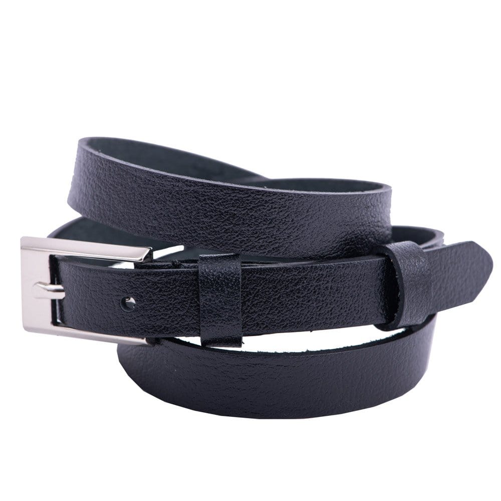 Curea femei din piele naturala neagra Slim - 105 cm