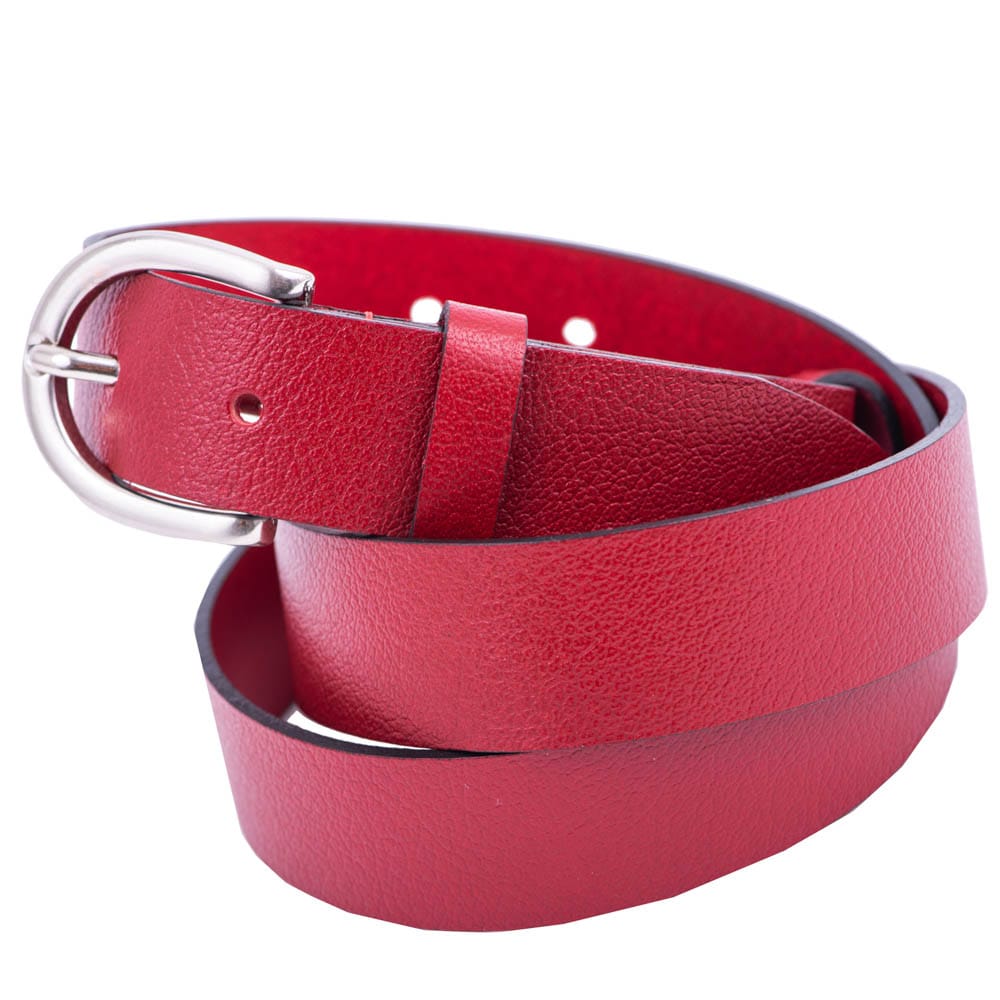 Curea femei din piele naturala rosu Middle - 130 cm