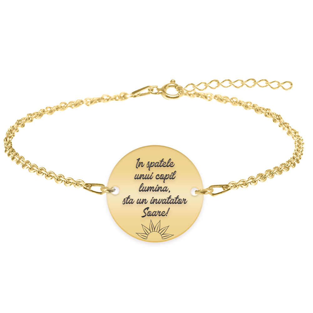 Discipulus - Bratara personalizata invatatoare din argint 925 placat cu aur galben 24K