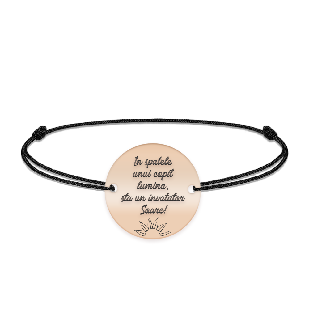 Discipulus - Bratara personalizata snur invatatoare din argint 925 placat cu aur roz