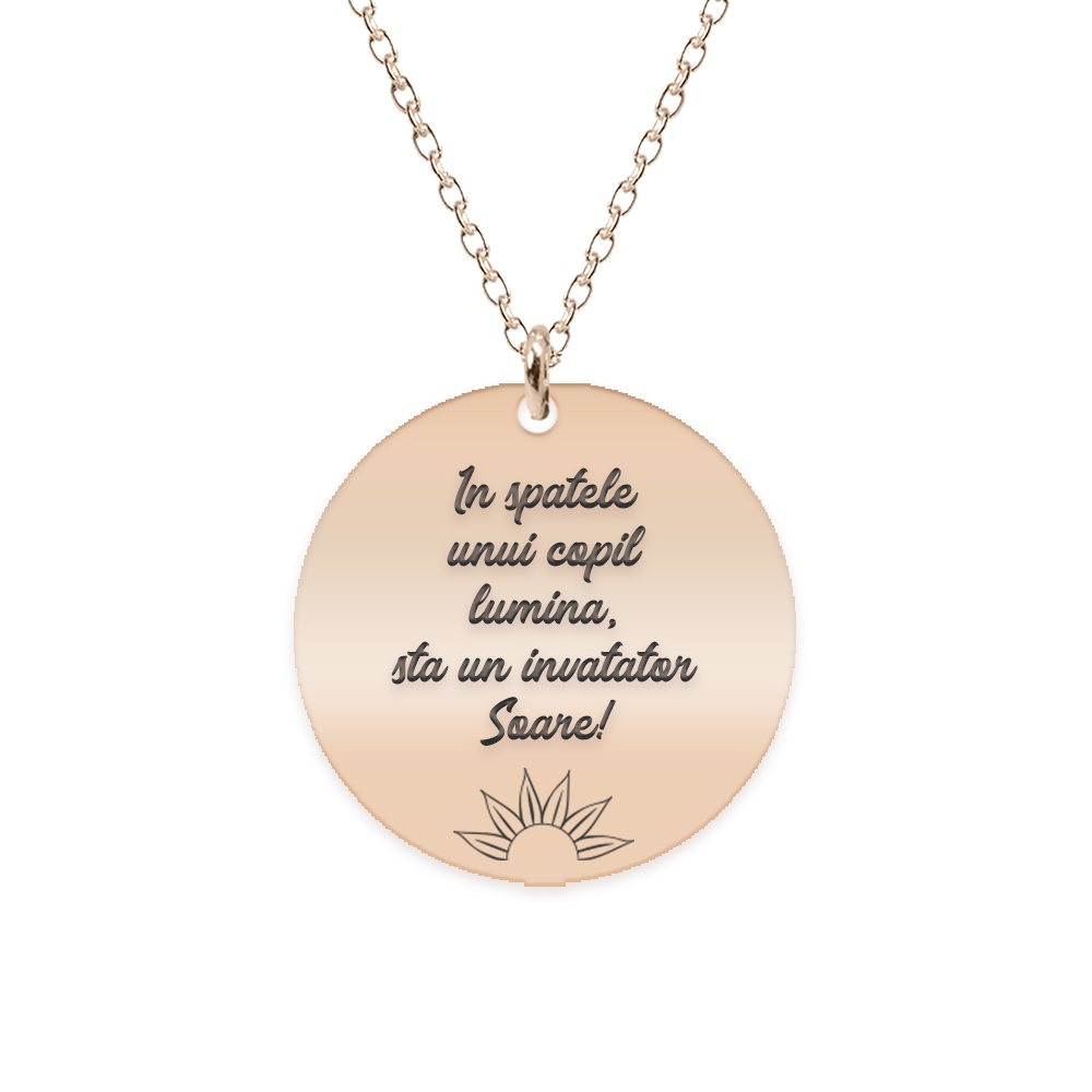 Discipulus - Colier personalizat invatatoare din argint 925 placat cu aur roz