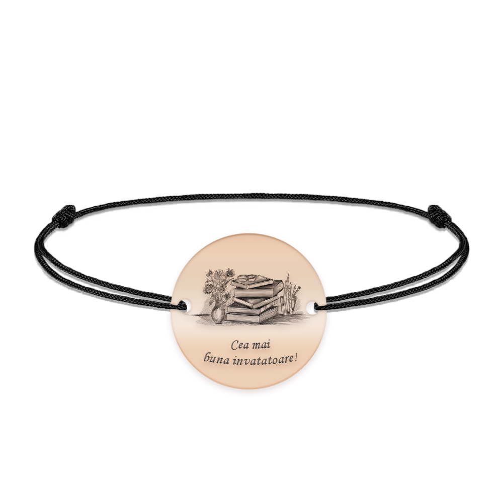 Doxa - Bratara personalizata snur invatatoare din argint 925 placat cu aur roz