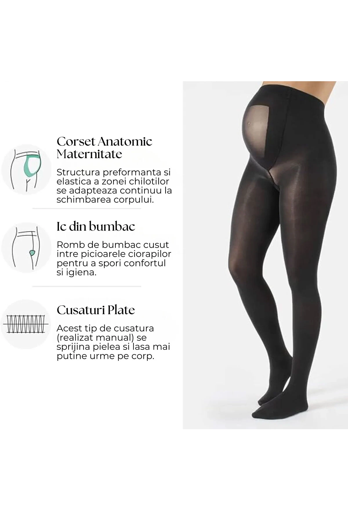 Dres gravida Materity negru din lycra 20 DEN - poza 2