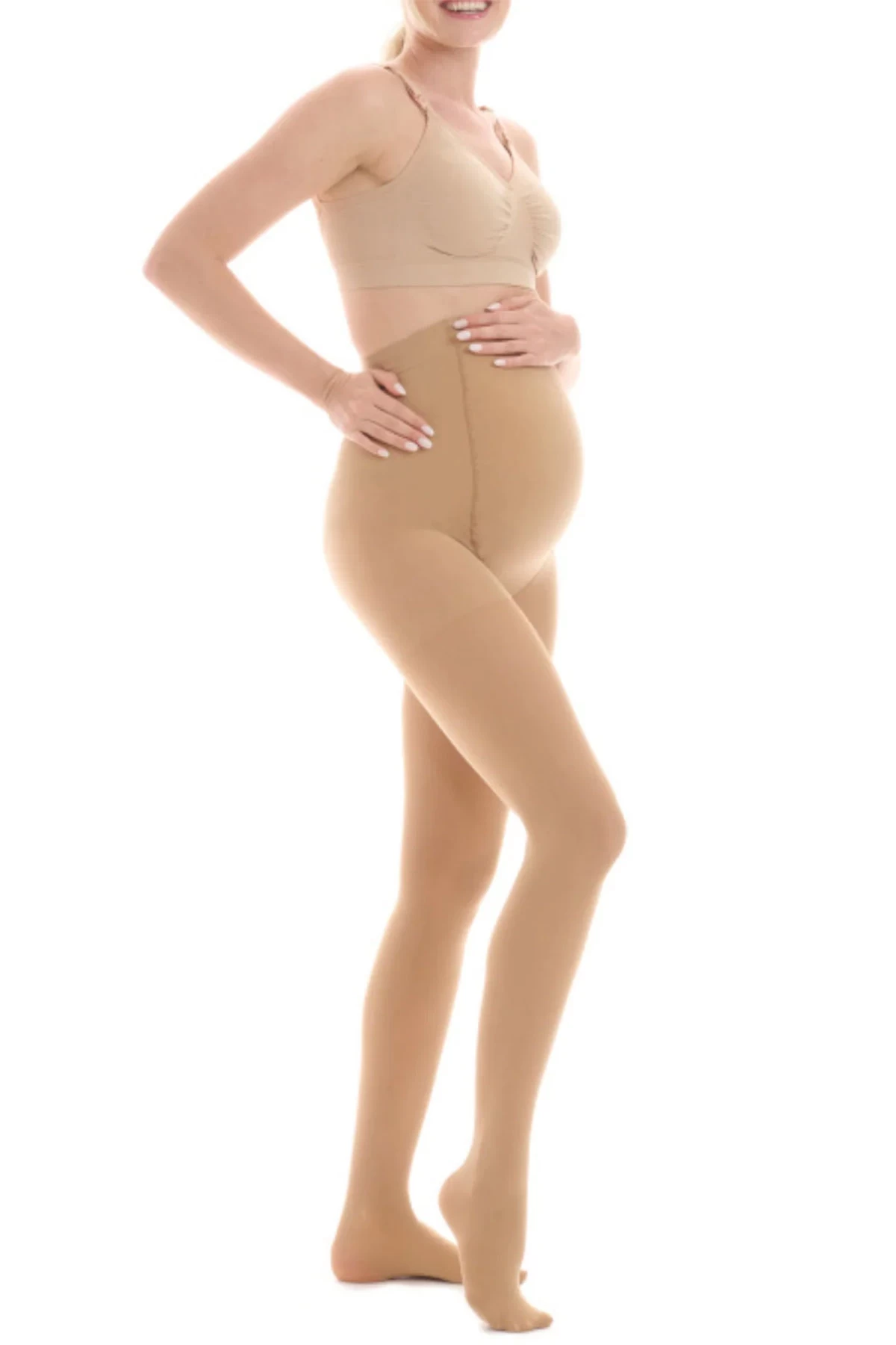 Dres gravida Materity Vizone din lycra bej 20 DEN - poza 1