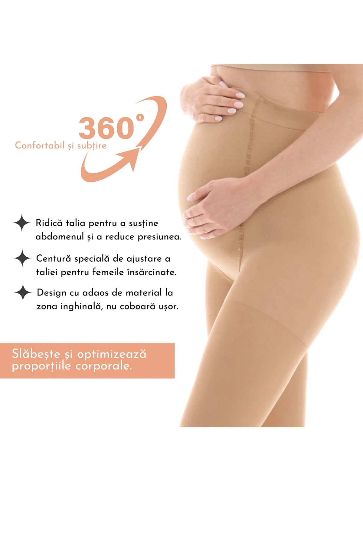 Dres gravida Materity Vizone din lycra bej 20 DEN - poza 2