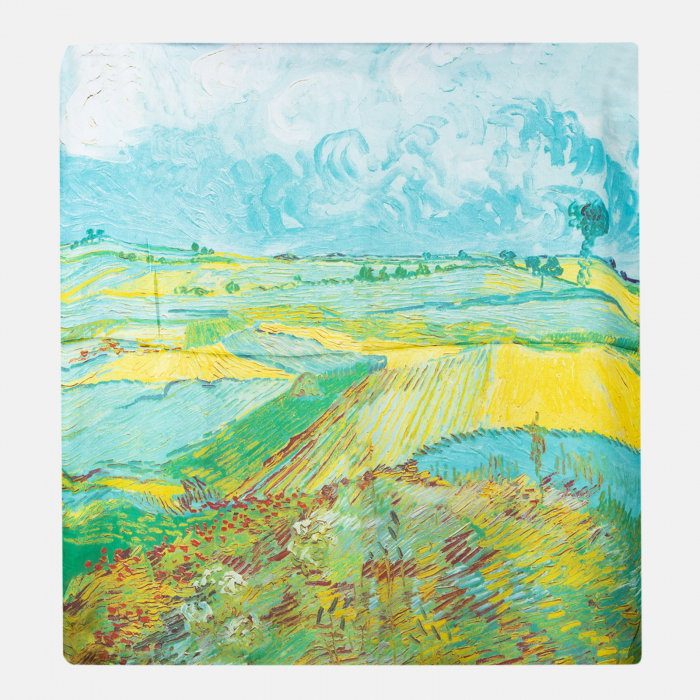 Esarfa patrata cu o singura fata imprimata cu model inspirat dupa tablou cu lanuri de Van Gogh