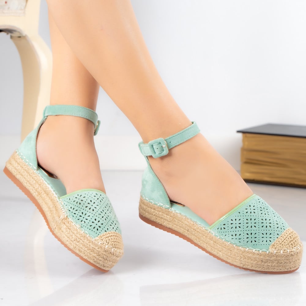 Espadrlie dama verzi din piele ecologica intoarsa klavi - poza 1
