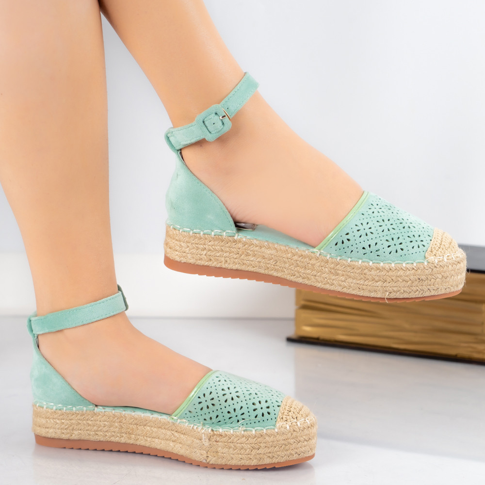 Espadrlie dama verzi din piele ecologica intoarsa klavi - poza 2