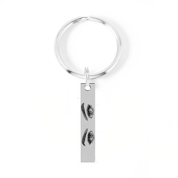 Eyes - Breloc personalizat cu fotografia ochilor din argint 925 si inel de inox