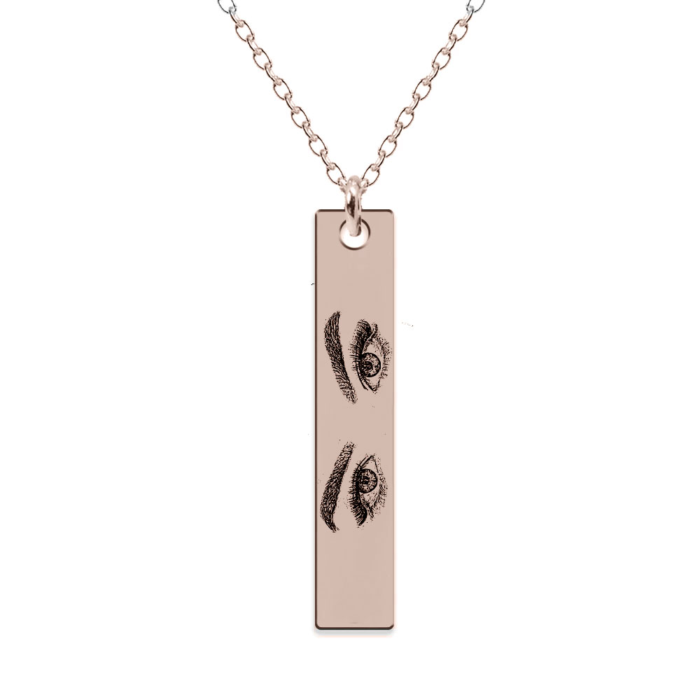 Eyes - Colier personalizat cu fotografia ochilor si tablita din argint 925 placat cu aur roz