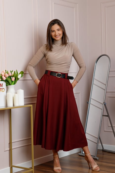 Fusta clos lunga Marissa cu buzunare functionale - Grena