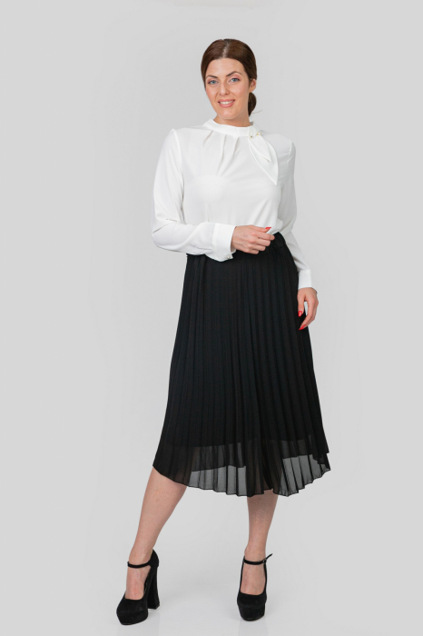 Fusta neagra din voal cu elastic in talie