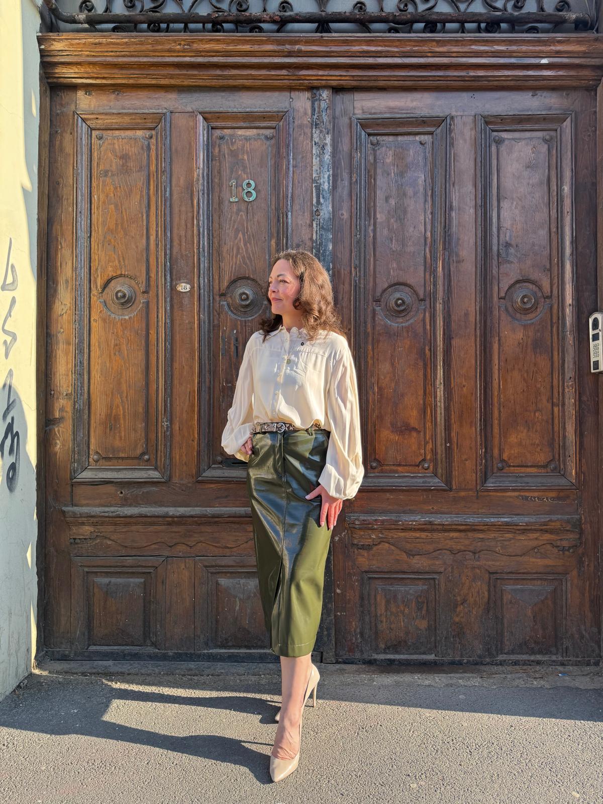 Fustă Pleather Kaki - 44 IT