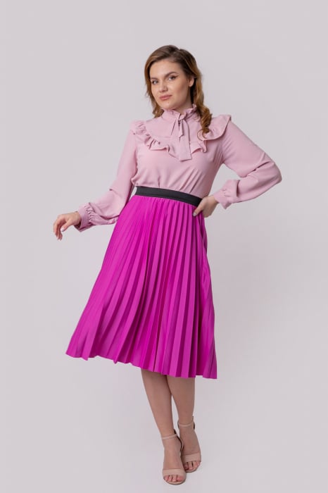 Fusta plisata Luna cu elastic in talie - Fuchsia