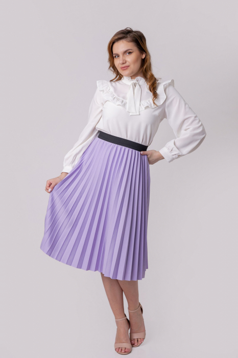 Fusta plisata Luna cu elastic in talie - Lila