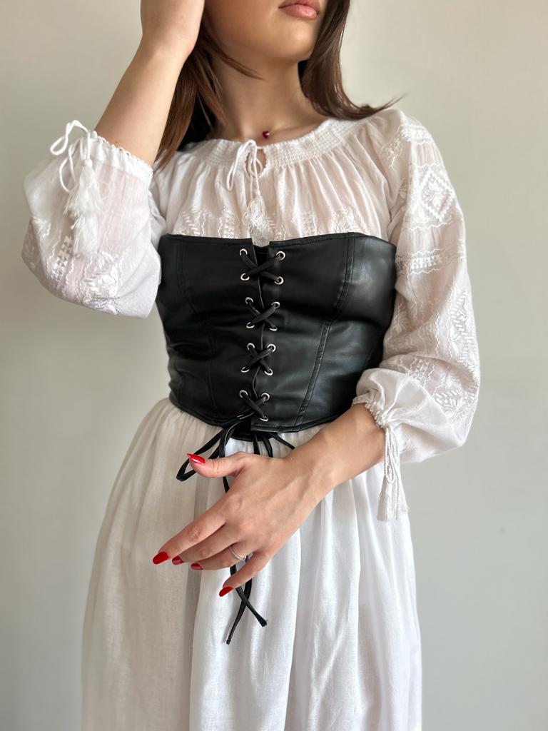 Fustă tradițională femei lungă TM286 - magie albă - S
