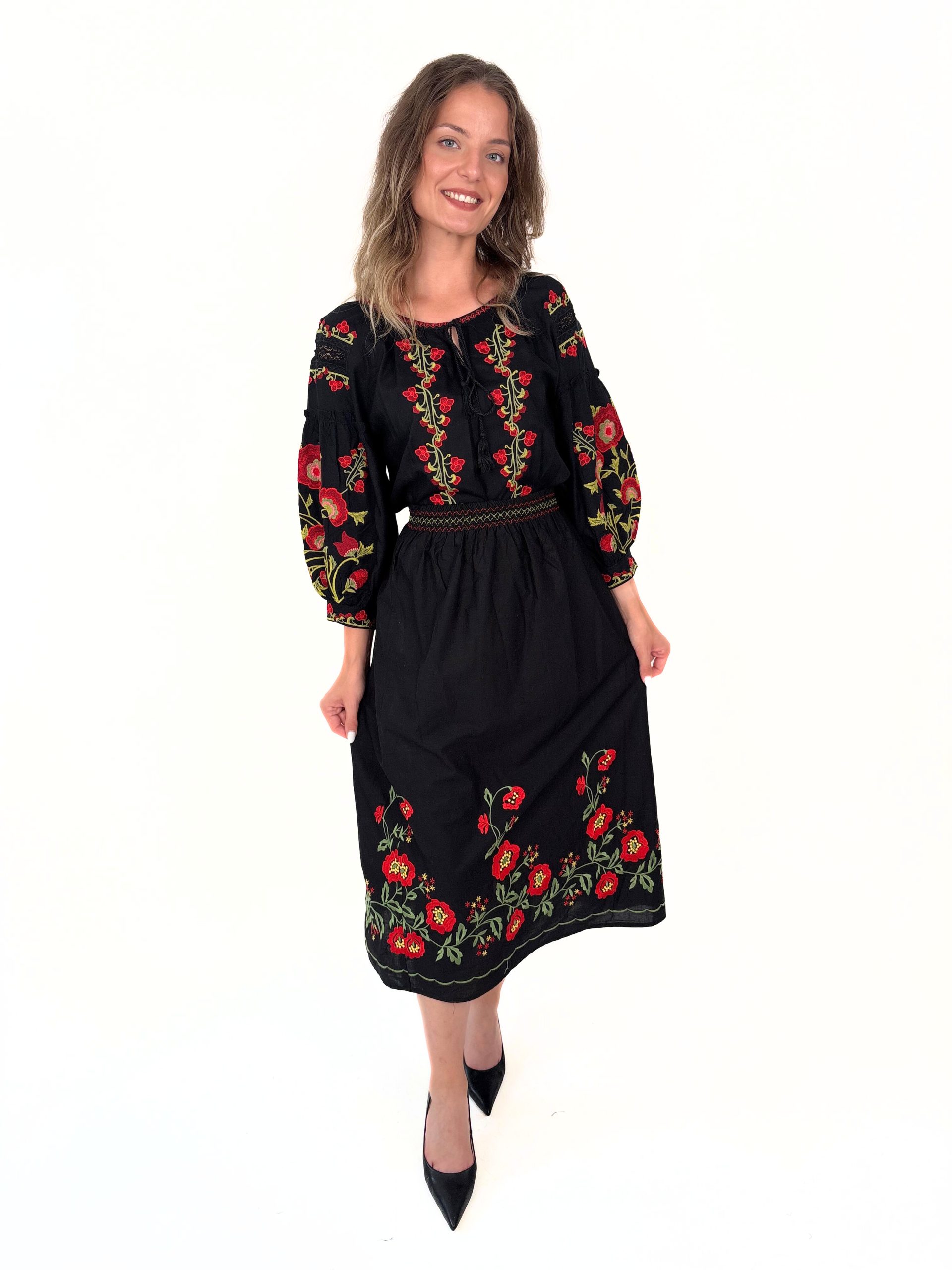 Fustă tradițională femei TM2084 - motive florale - - 3XL