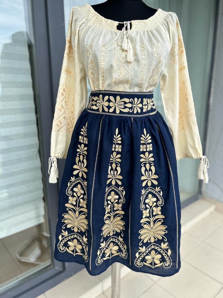 Fustă tradițională femei TM291 motive geometrice - 3XL