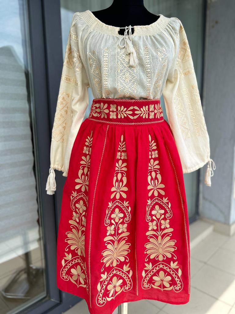 Fustă tradițională femei TM292 - motive florale - M
