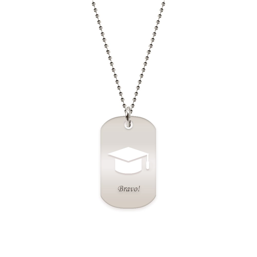 Gaudeamus - Colier personalizat absolvire dog tag din argint 925