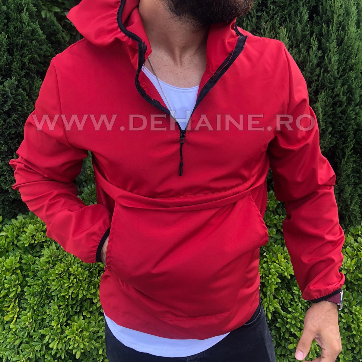 Geaca barbati de toamna din fas subtire ROSU B2370 P10-1