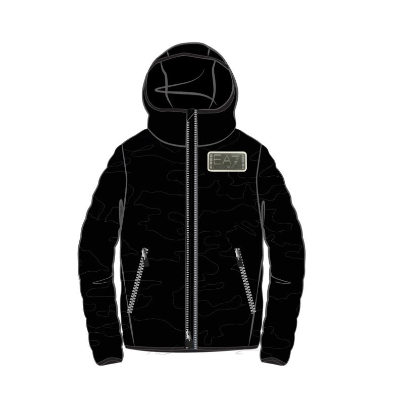 Geaca EA7 M DOWN MEDIUM HOODED JACKET CAMOU - poza 3