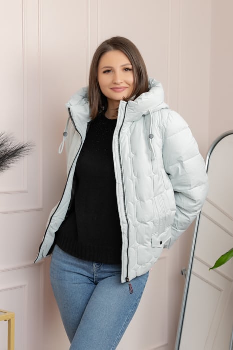 Geaca matlasata Alyssa cu gluga nedetasabila - Bleu
