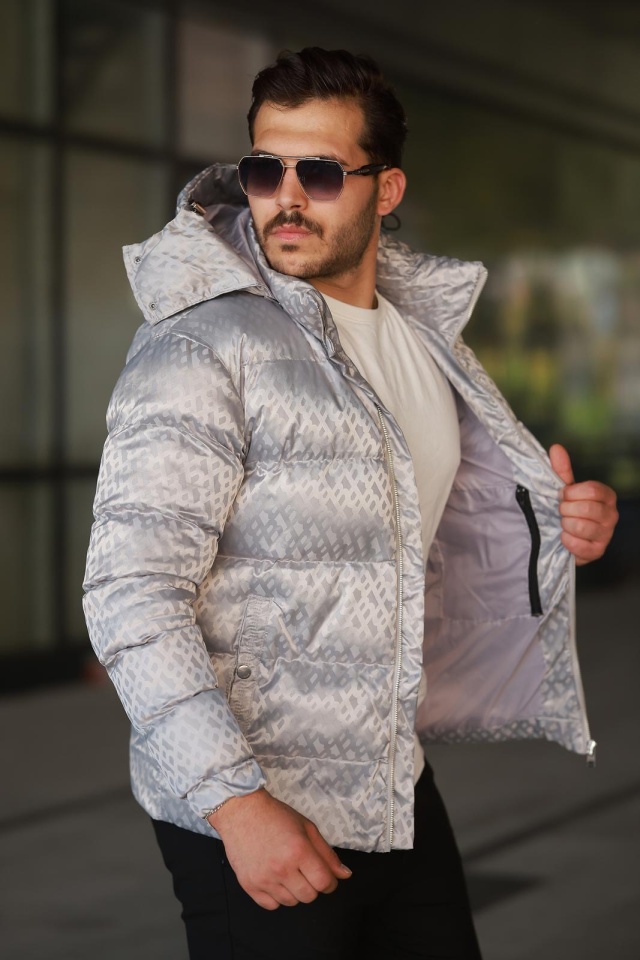 GEACĂ PUFFER FASHION PREMIUM – SILVER MONOGRAM GCBS2 (MĂRIME: S)