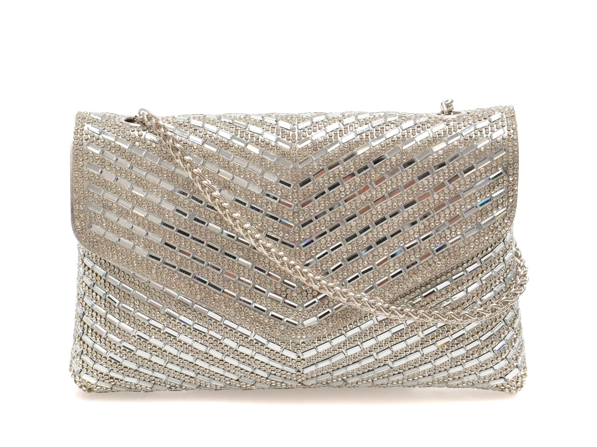 Geanta ALDO argintie, SPARKLEBAG 048, din piele ecologica