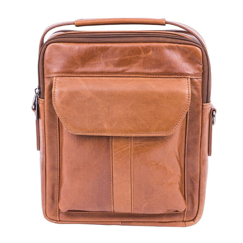 Geanta barbati din piele naturala maro Travel pro