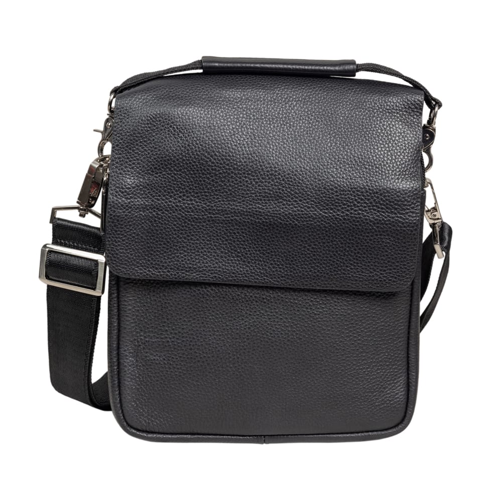 Geanta barbati din piele naturala neagra Aidin medium