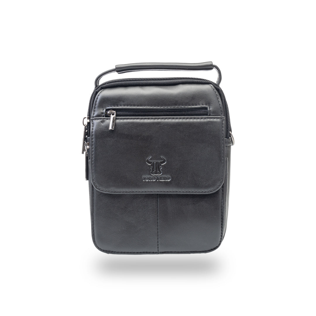 Geanta barbati din piele naturala neagra Hand Carier