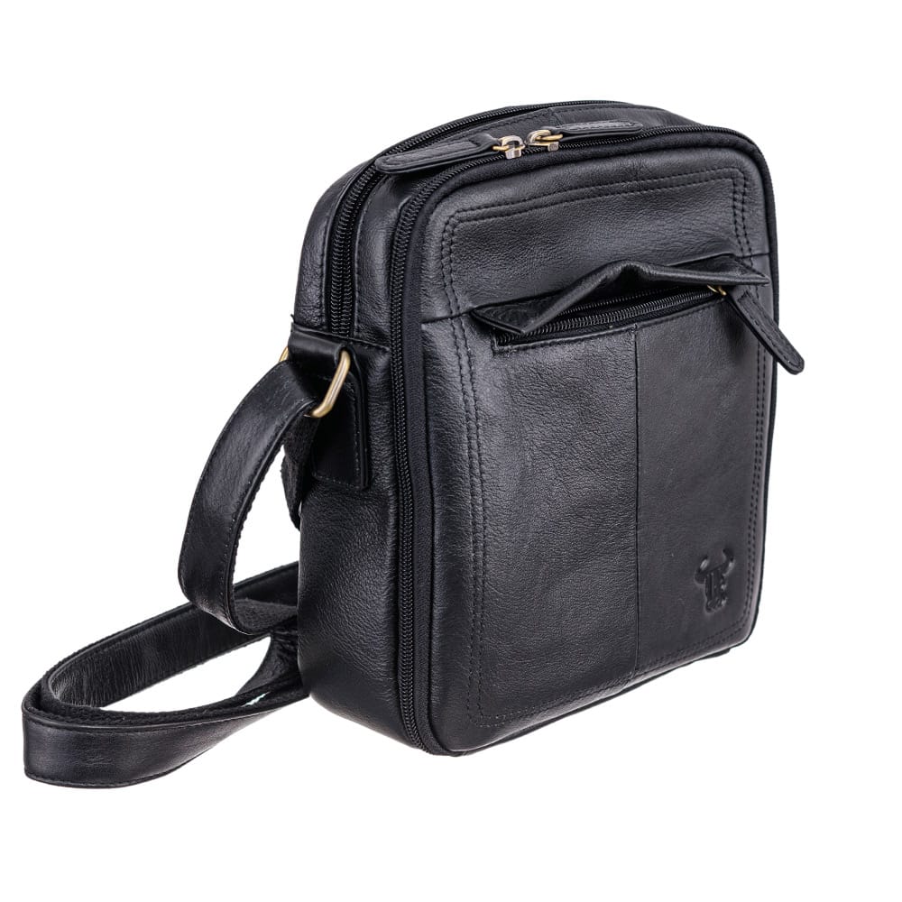 Geanta barbati din piele naturala neagra Toro Medium