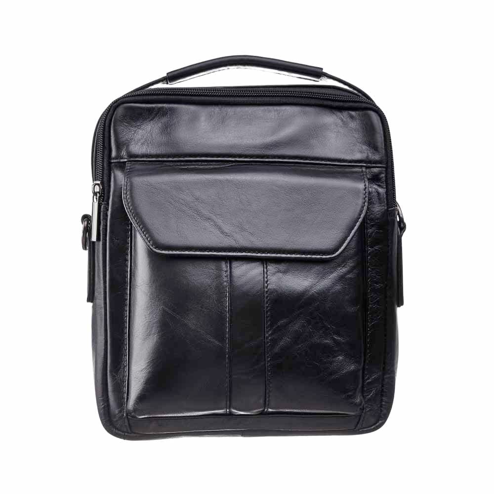 Geanta barbati din piele naturala neagra Travel pro
