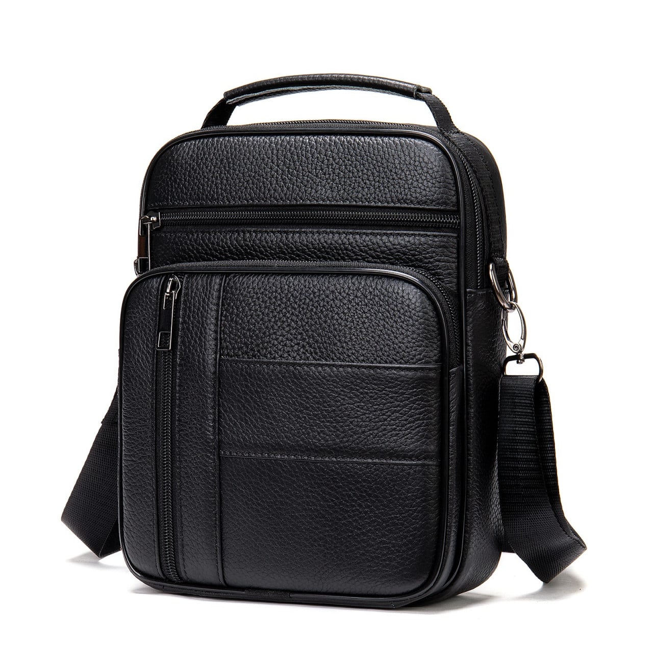 Geanta barbati, Leon GT952, piele naturala, model negru - poza 1
