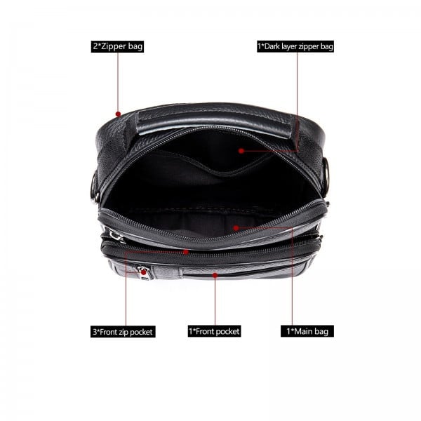 Geanta barbati, Leon GT952, piele naturala, model negru - poza 4