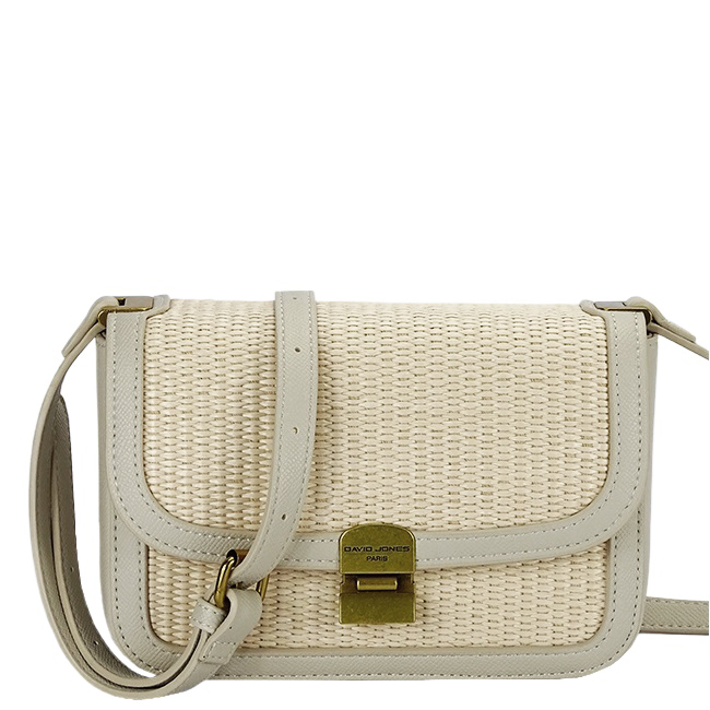 Geanta bej crossbody cu model impletit CM7497 15