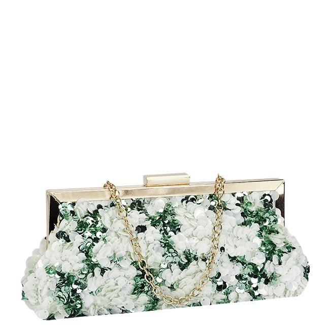 Geanta clutch alb verde cu paiete BMN-1248 06