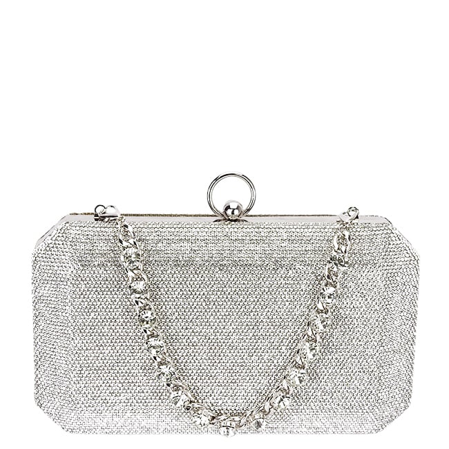 Geanta clutch argintiu cu pietricele BCK-1110 05