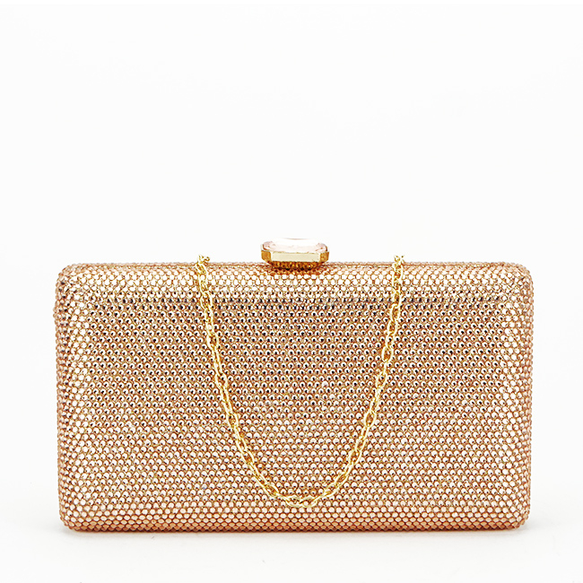 Geanta clutch cu pietricele BJH-715 06 Sampanie