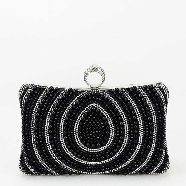 Geanta clutch negru cu perle BYH-866 07
