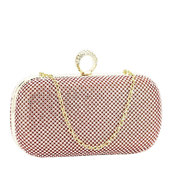 Geanta clutch roz cu pietricele L-1061 05