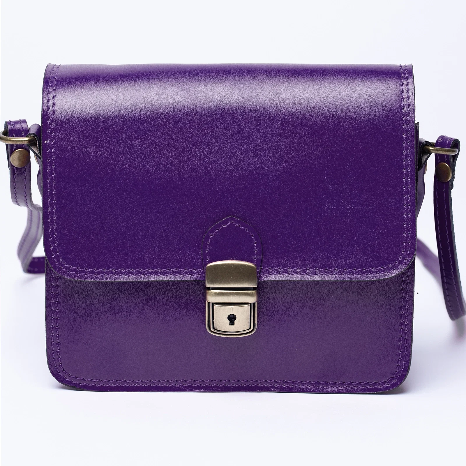 Geanta crossbody din piele naturala, tip postas, mov