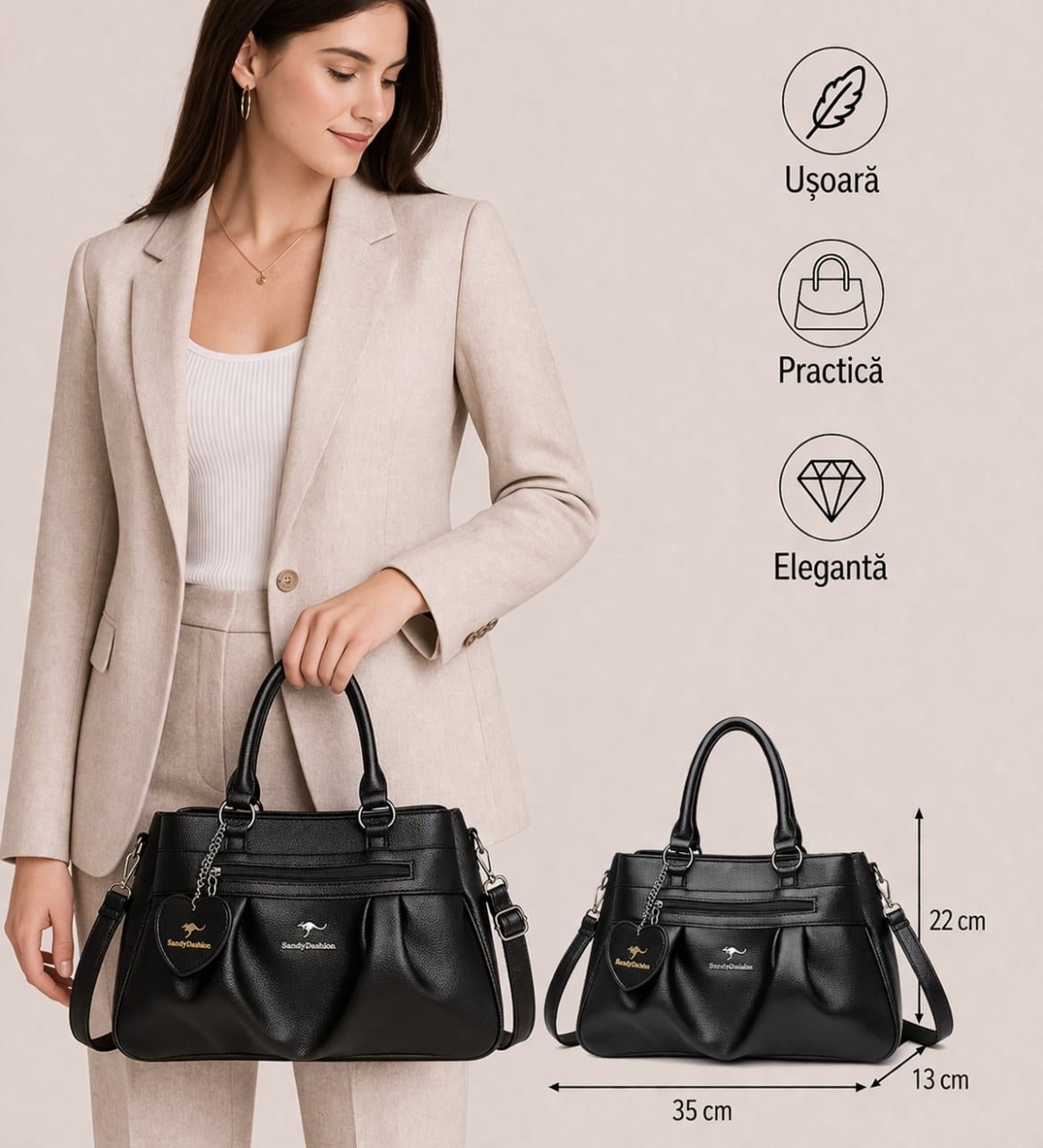 Geanta dama, Alarice GT2388, Negru - poza 2